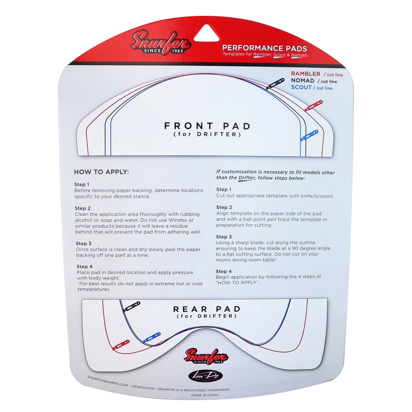 Performance Pad Set - Snurfer Boards - snurferboards - snurfer - snowboard